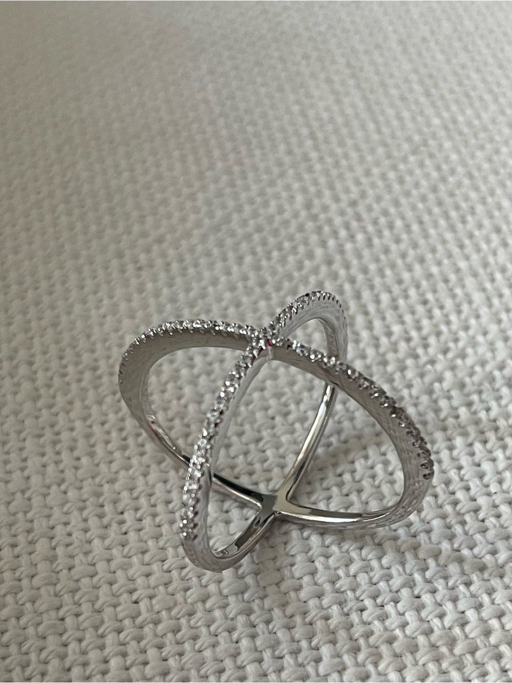 Silver Crisscross Pavé Ring - Women's Jewelry
